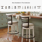 Signature Design by Ashley Valebeck 1-Piece Swivel Barstool, 30 In | Rustic white bar stools, Wood, engineered wood and metal frame, Cushioned polyester seat for pub tables, Farmhouse style