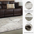 Signature Design by Ashley Wyscott Living Room Rug, 8x10 Modern Abstract | 17 mm high-low pile polyester and polypropylene, Exact 7'10" x 10'3" dimensions, Natural jute backing