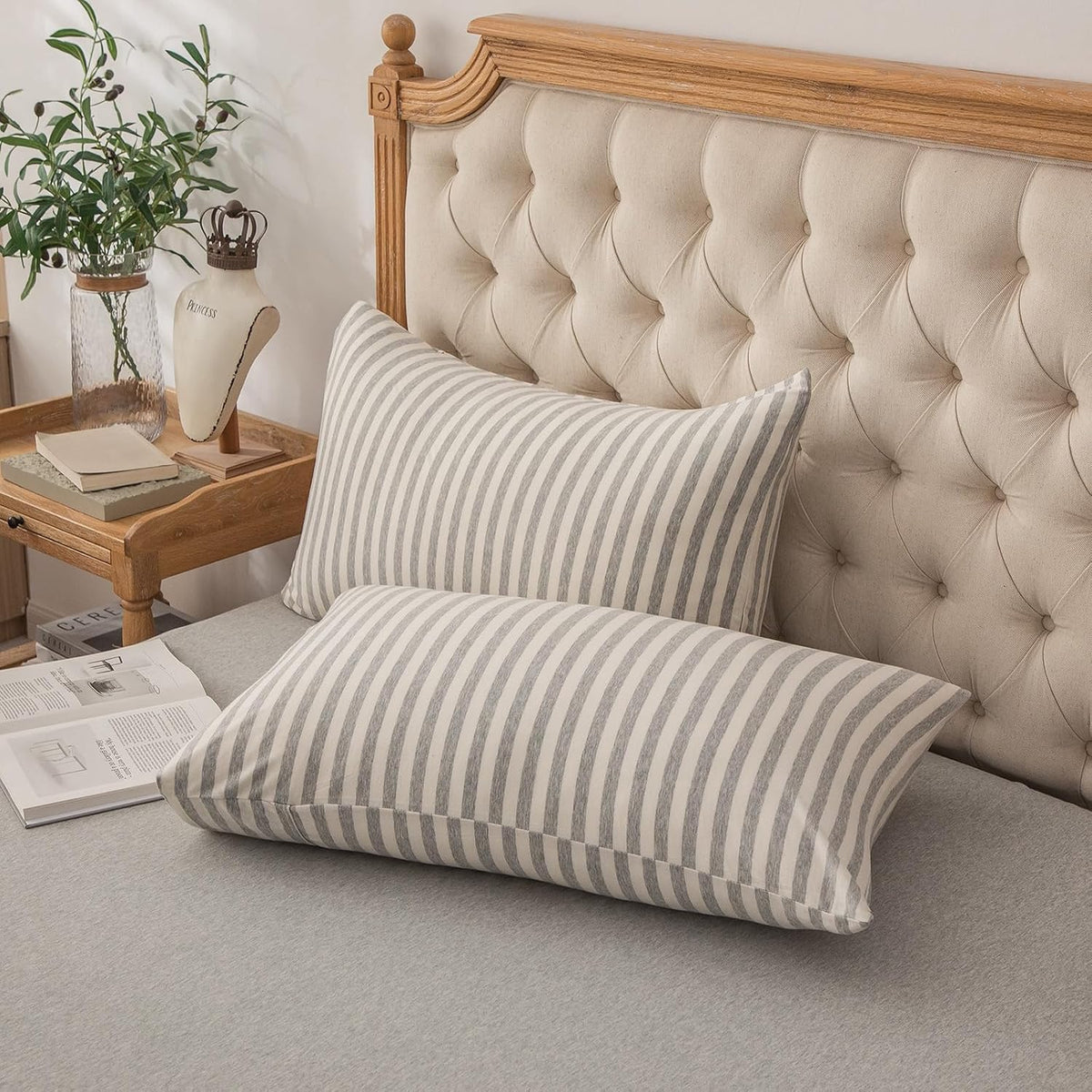 PURE ERA Jersey Knit Pillow Cases Solid Sage Green Standard