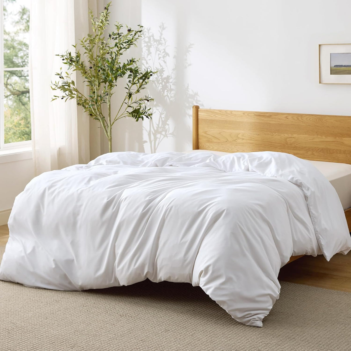 Bedsure Duvet Cover Queen Size, 3Pcs Soft Double Brushed Bedding Set, White