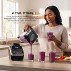 Ninja Professional Blender, 1000W, Total Crushing Tech, 72oz Pitcher, BL610 | 1000W Total Crushing blades crush ice & blend smoothies, sauces. XL 72-oz pitcher for family batches. Dishwasher-safe parts.