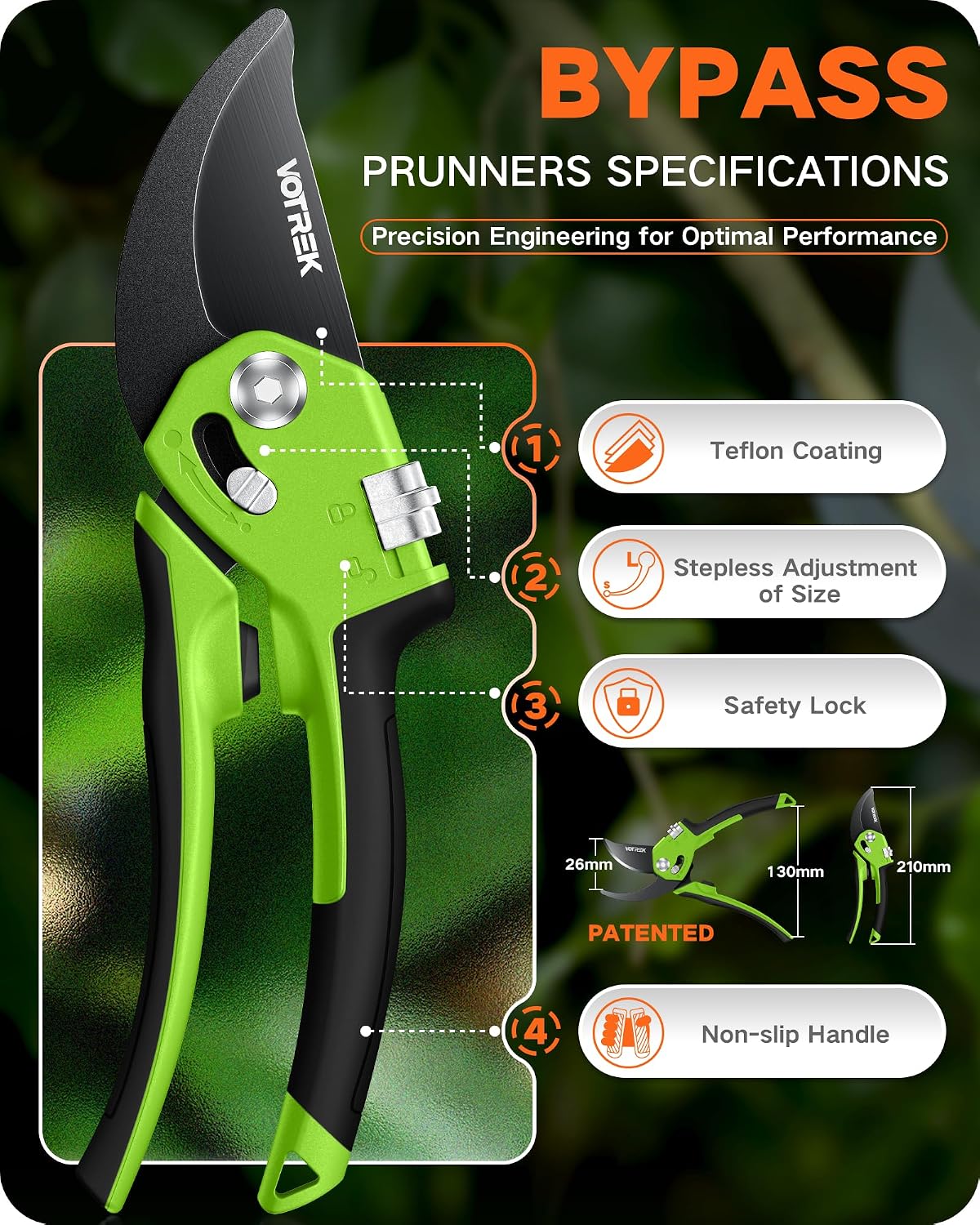 Bypass Secateurs for Small Hands with Continuously Adjustable Grip