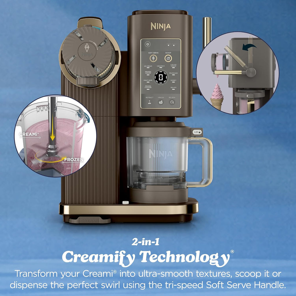 Ninja Creami Scoop & Swirl 13-in-1 Ice Cream and Soft Serve Maker, NC701BR | Ninja Creami Scoop and Swirl turns almost anything into ice cream and soft serve at a button touch, scooped or swirled