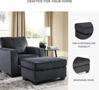 Signature Design by Ashley Rectangular Chenille Living Room Ottoman, Gray | Plush slate-toned polyester upholstery, Sturdy reinforced frame, 34x24-in profile for casual spaces, Altari Series
