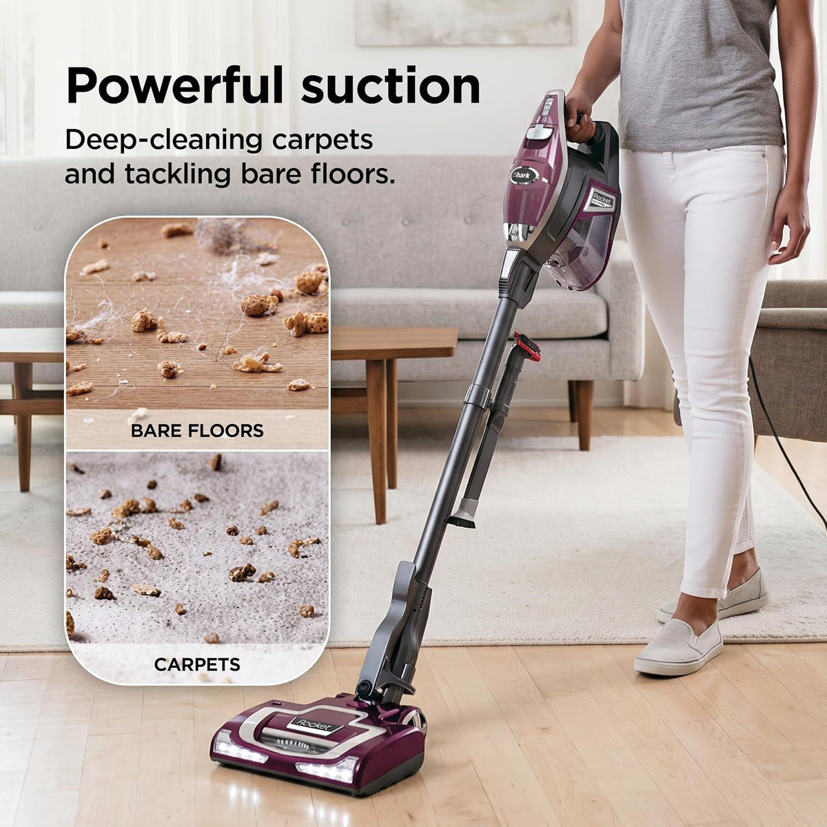 Shark Rocket Pet Plus Corded Stick Vacuum, Lightweight, Bordeaux, HV322