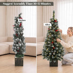 HOMCOM 4ft Pre-Lit Slim Artificial Christmas Tree Set of 2, 100 LED Lights