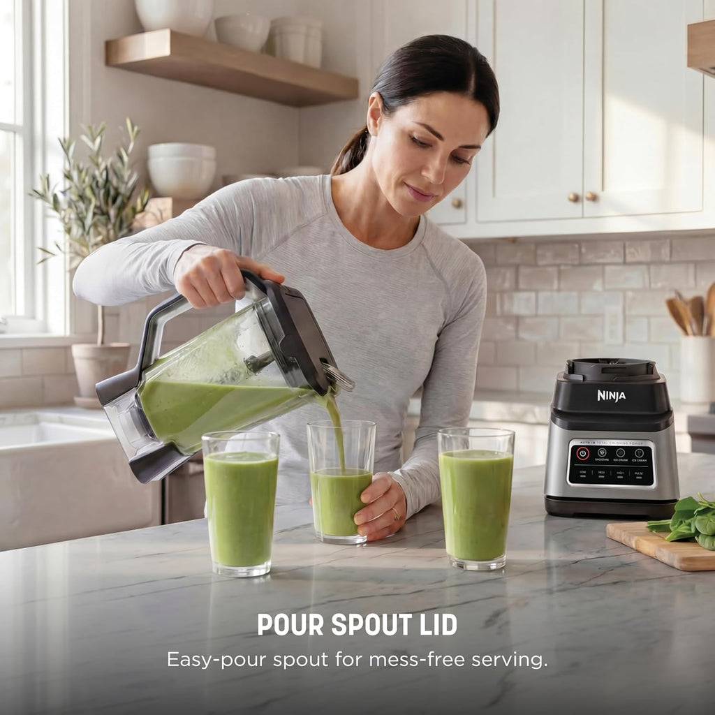 Ninja Professional Plus Blender, Auto-iQ, 1400W, 72oz Pitcher, BN701 | 1400 peak-watt motor, 3 Auto-iQ presets for smoothies, frozen drinks & ice cream. Total Crushing blades. Dishwasher safe.