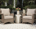 Signature Design by Ashley Clear Ridge Outdoor Handwoven Wicker Cushioned Lounge Chair 2 Count, Light Brown