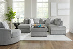 Signature Design by Ashley Square Ottoman with Storage and Cup Holders | Cement gray 100% polyester velvet, No assembly required, Faux wood legs, Casselbury Series