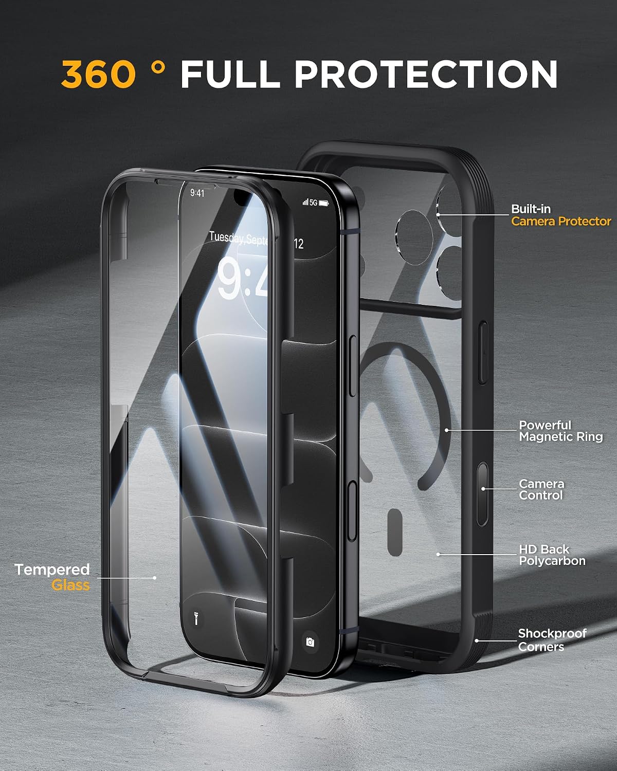 Miracase for iPhone 18 Pro Case Full-Body Cover with Glass Screen Protector