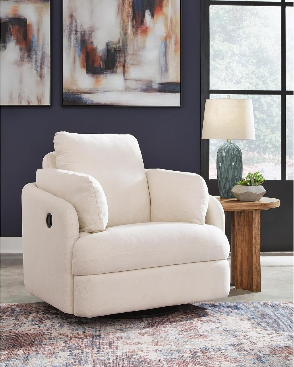 Signature Design by Ashley Modmax Contemporary Swivel Glider Nursery Recliner, Stain-Resistant Next-Gen Nuvella Performance Fabric Rocking Chair for Living Room, Beige, 42" W