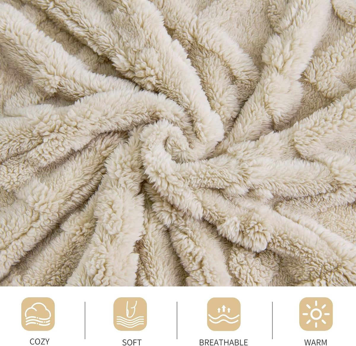 Aganear Fleece Throw Blanket for Couch, Fall Boho Blankets,50"x60" Khaki