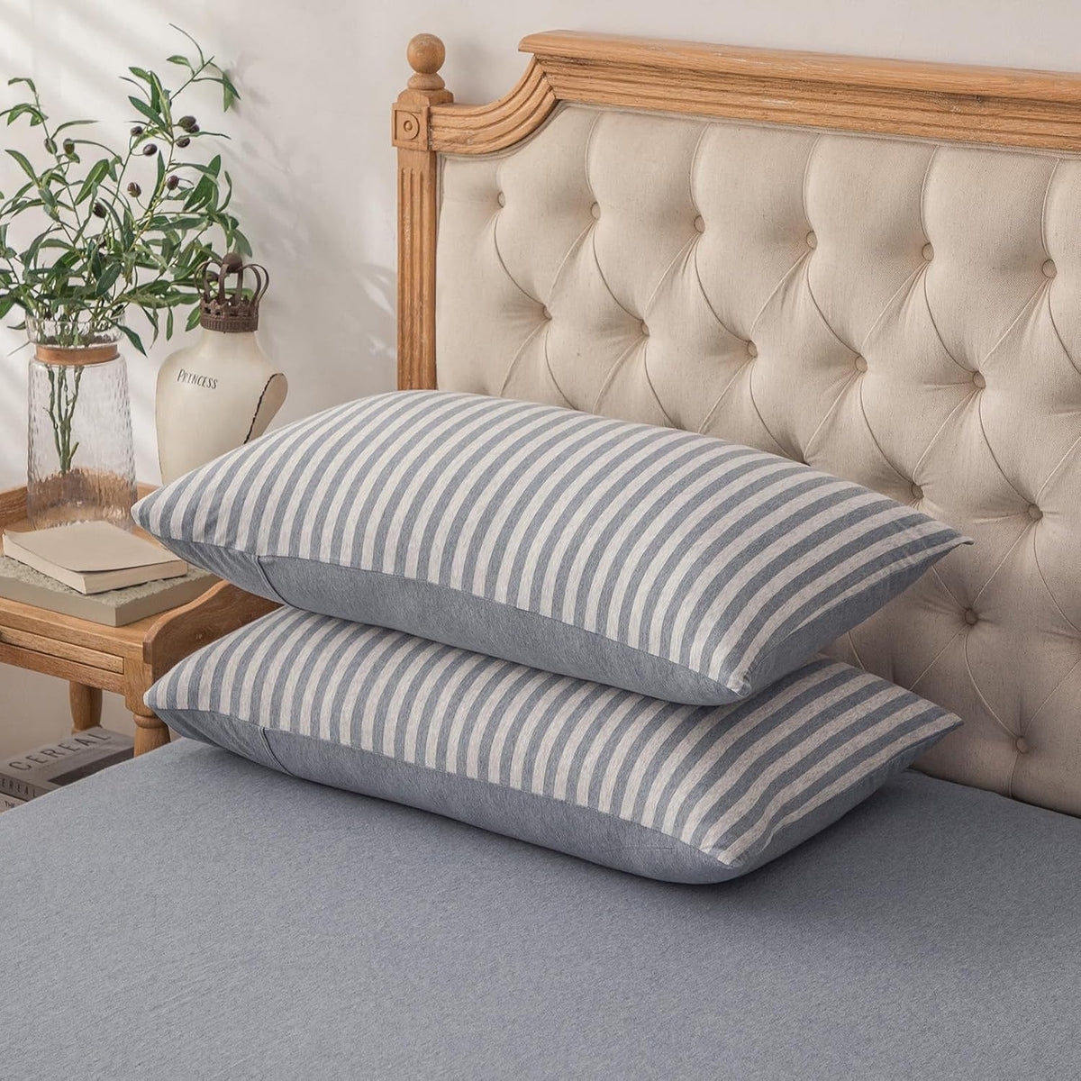 PURE ERA Jersey Knit Pillow Cases Solid Sage Green Standard
