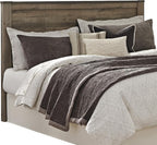 Signature Design by Ashley Trinell King Panel Headboard, Brown | Engineered wood panel, Rustic plank finish, Authentic touch texture, Nailhead accents, 5 minute assembly