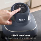 Ninja Crispi Glass Air Fryer, 4-in-1, Grey, FN101GY | Max crisp, bake, air fry, recrisp, 450F max, 4 Qt and 6 Cup containers, PFAS-free glass