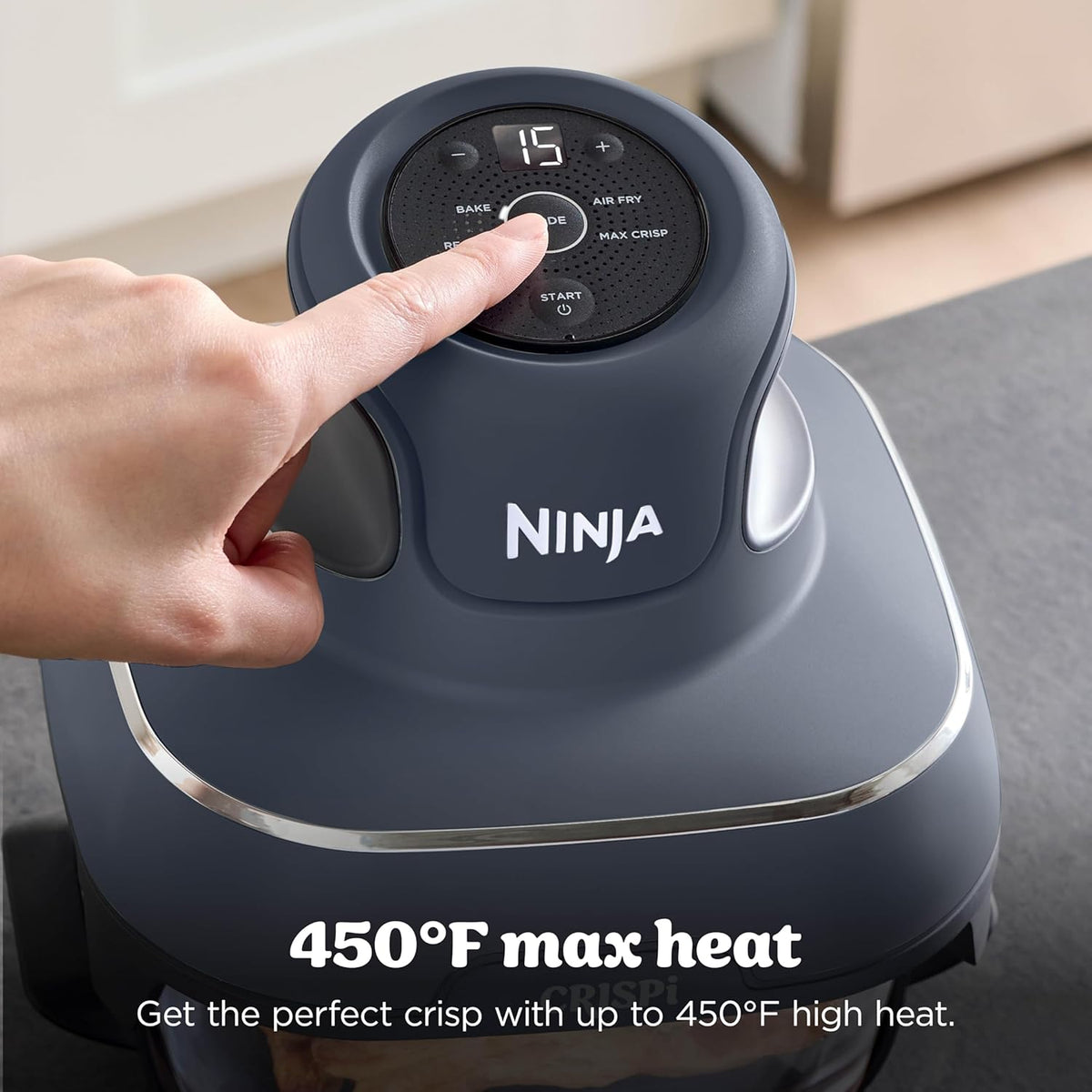 Ninja Crispi Glass Air Fryer, 4-in-1, Grey, FN101GY | Max crisp, bake, air fry, recrisp, 450F max, 4 Qt and 6 Cup containers, PFAS-free glass