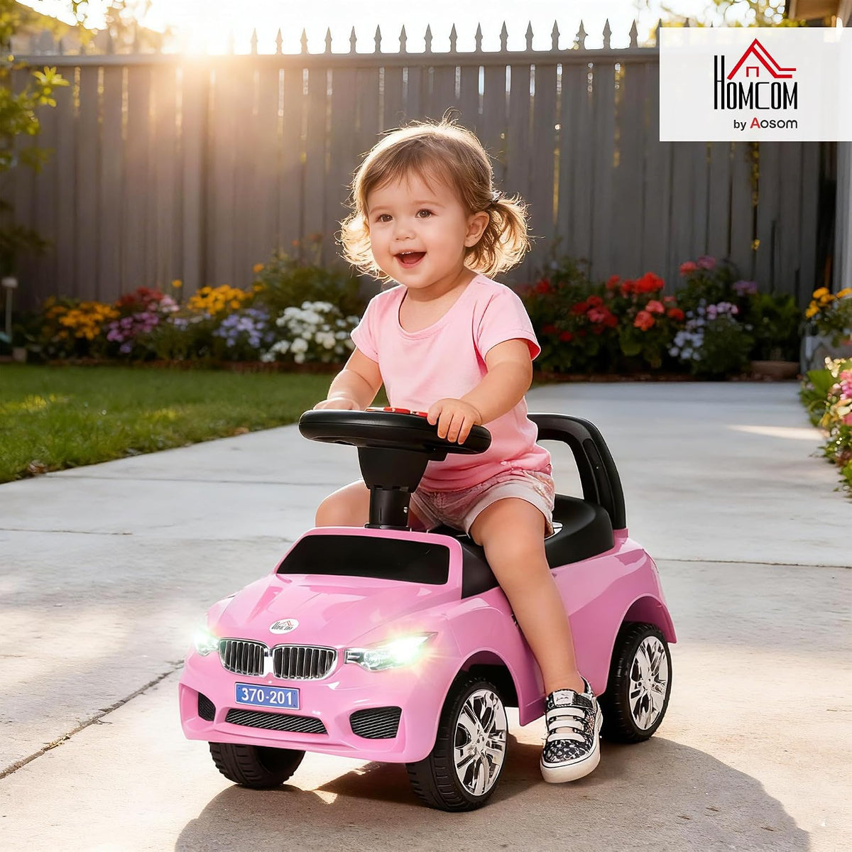 HOMCOM Ride on Car Toddler Walker Foot to Floor for 1.5-3 Years Old Pink