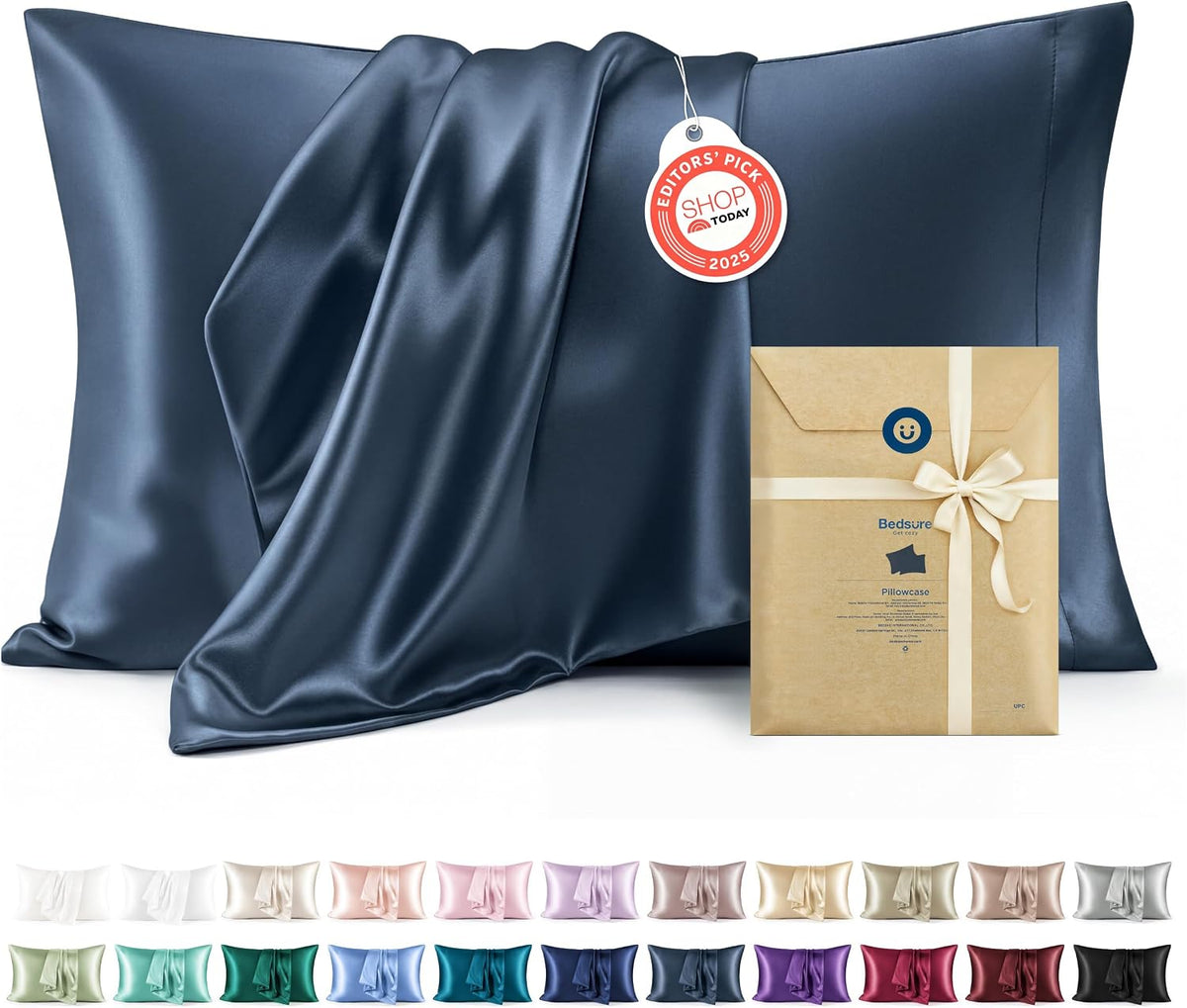 Bedsure Satin Pillowcases Queen Set of 2, Similar to Silk Pillow Cases Pink