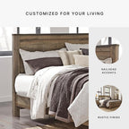 Signature Design by Ashley Trinell King Panel Headboard, Brown | Engineered wood panel, Rustic plank finish, Authentic touch texture, Nailhead accents, 5 minute assembly