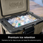 Ninja FrostVault™ 65qt Cooler with Wheels, Dry Storage Drawer, Birch Beige | Ninja FrostVault's 65-qt capacity holds 97 cans, keeps food cool & dry, and rolls easily on all-terrain wheels