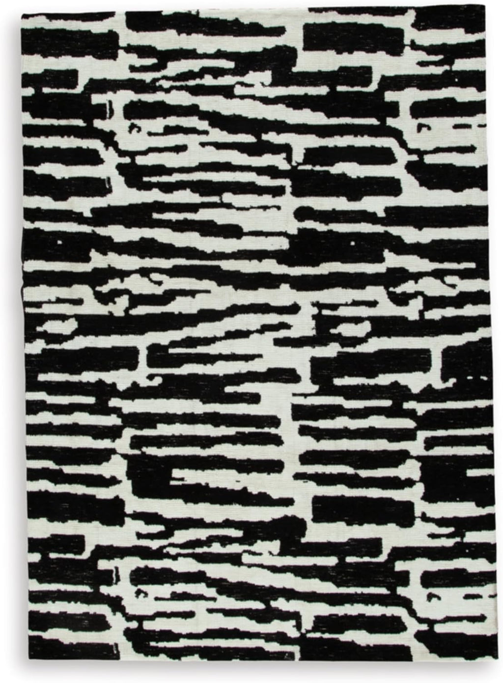 Signature Design by Ashley Bramshaw Area Rug, 5x7, Black and White | Soft 9 mm pile for underfoot comfort, High-contrast abstract pattern, Durable machine-woven polyester