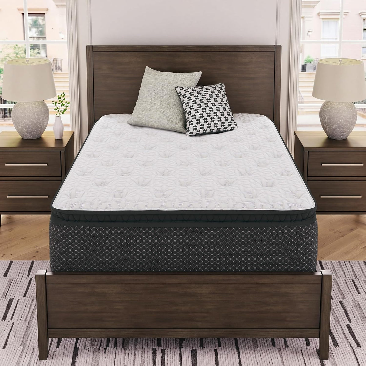 Signature Design by Ashley Queen Pillow Top 13 ' Pillow Top Hybrid Mattress with Gel Memory Foam, Edge Support for Cool Sleep and Pressure Relief, Fiberglass-Free, Bed In A Box
