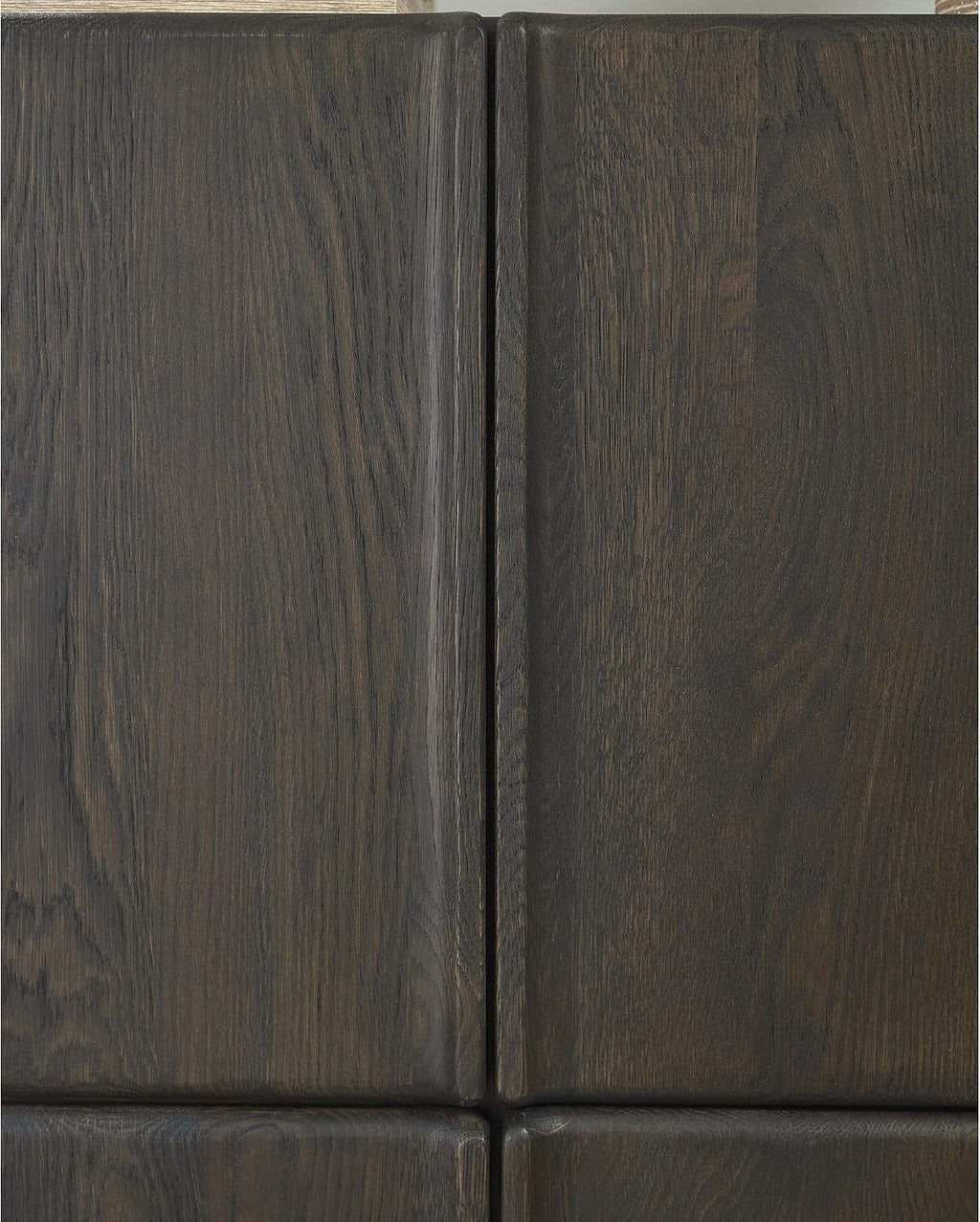 Signature Design by Ashley Fully Assembled Accent Cabinet, Espresso | Modern accent cabinet, Solid oak and engineered wood, 4 doors, 6 fixed interior shelves, Orsonal Series