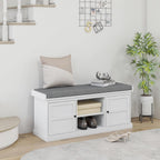 HOMCOM Shoe Bench with Seat, Cushion, 2 Cabinets, Adjustable Shelf, White