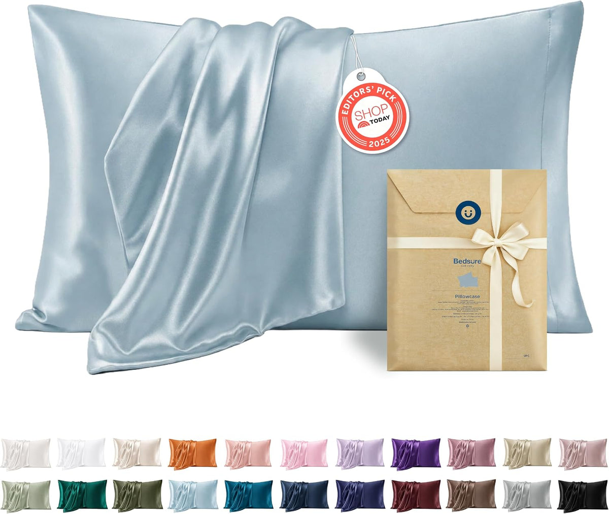 Bedsure Satin Pillowcases Queen Set of 2, Similar to Silk Pillow Cases Pink