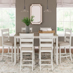 Signature Design by Ashley Skempton Counter Height Dining Table Set for 6 | 36 in counter height dining table, 24.75 in seat height, Solid wood stool frames, Two-tone wood design, Cushioned seats