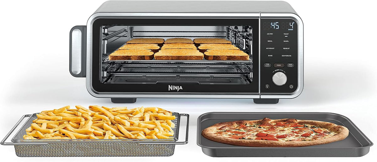 Ninja Digital Air Fry Pro Countertop Oven, 8-in-1, XL, Silver, SP201 | Extended height, Flip up & away, Air fry, roast, bake, broil, toast, dehydrate, 1800W
