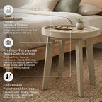 Signature Design by Ashley Coastal Reef Round Outdoor End Table, Beige | Weather-resistant eucalyptus wood, Slatted tabletop for quick water drainage, 19-inch round accent table