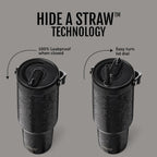 Ello Oasis Go+ 32oz Tumbler with Top Handle and Retracting Straw | Reusable Insulated Stainless Steel Cup, 100% Leakproof Water Bottle, 24 Hours Cold, Cup Holder Friendly For Travel | Black Lace