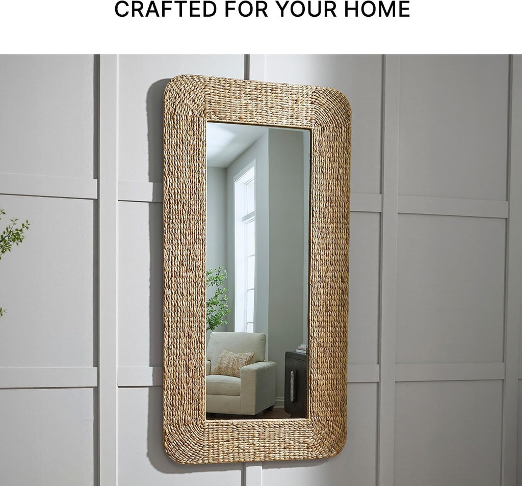 Signature Design by Ashley Norigan Casual Full Length Floor Mirror with Thick Frame, Light Brown