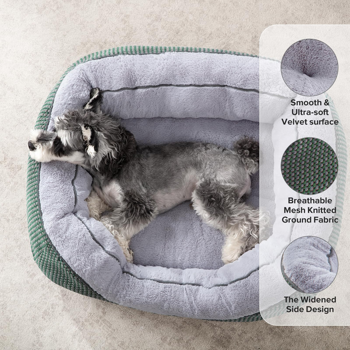 INVENHO Medium Dog Beds for Medium Dogs Washable, Rectangle Dog Bed Medium Size Dog, Orthopedic Dog Bed, Warming Soft Calming Sleeping Puppy Bed Durable Pet Bed with Anti-Slip Bottom M(30"x24"x9")