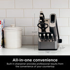 Ninja K32009 Foodi NeverDull Premium Knife System, 9 Piece Knife Block Set with Built-in Sharpener, German Stainless Steel Knives, Black