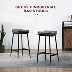 HOMCOM Breakfast Bar Stools Set of 2 Microfibre Upholstered Barstools Grey