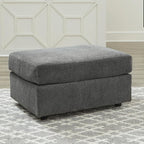 Signature Design by Ashley Stairatt Gray Rectangular Upholstered Ottoman | Plush gray chenille upholstery, Fully assembled couch extension, Sturdy 33x23 in footprint