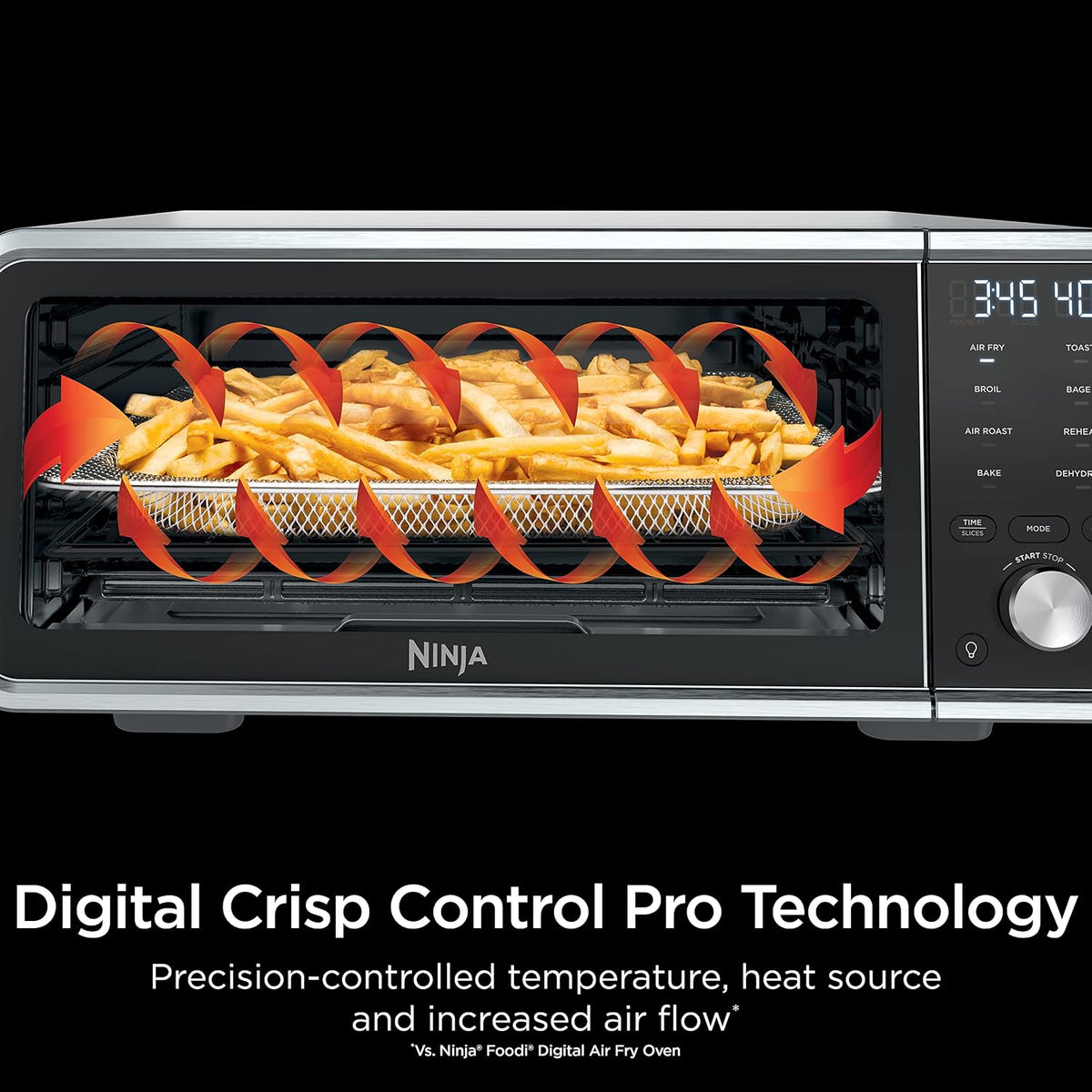 Ninja Digital Air Fry Pro Countertop Oven, 8-in-1, XL, Silver, SP201 | Extended height, Flip up & away, Air fry, roast, bake, broil, toast, dehydrate, 1800W