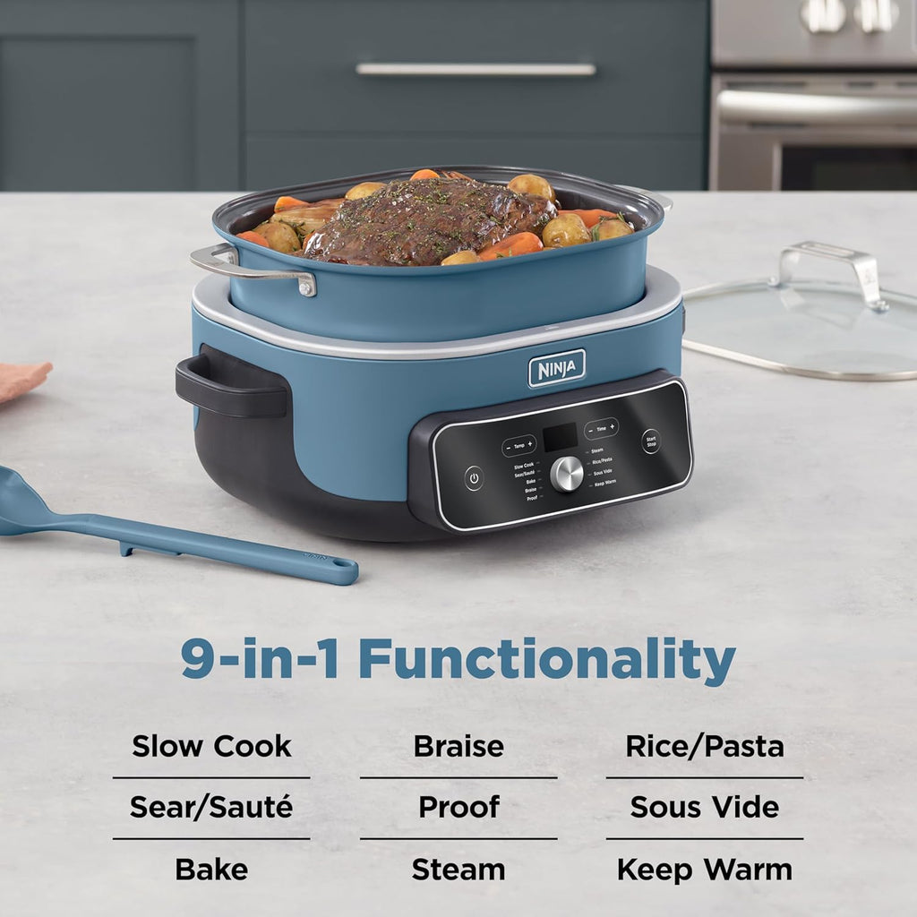Ninja® PossibleCooker™ PRO Plus, 8.5-qt, Blue Macaron, MC2001 | 9-in-1 replaces 16 tools, 1400W, Slow Cook, Sear, Sauté, Proof, Pasta/Rice, oven-safe ceramic pot, cooker-to-oven-to-table.