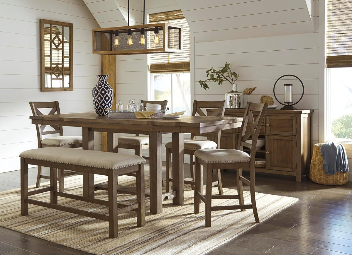 Signature Design by Ashley Rustic Counter Height Bar Stool, Set of 2, Beige