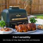 Ninja Woodfire ProConnect Premium XL Outdoor Grill & Smoker, Blue & Gold | Ninja Woodfire ProConnect 7-in-1 Grill has 180 sq in of space, and an app-connected thermometer for foolproof BBQ smoking