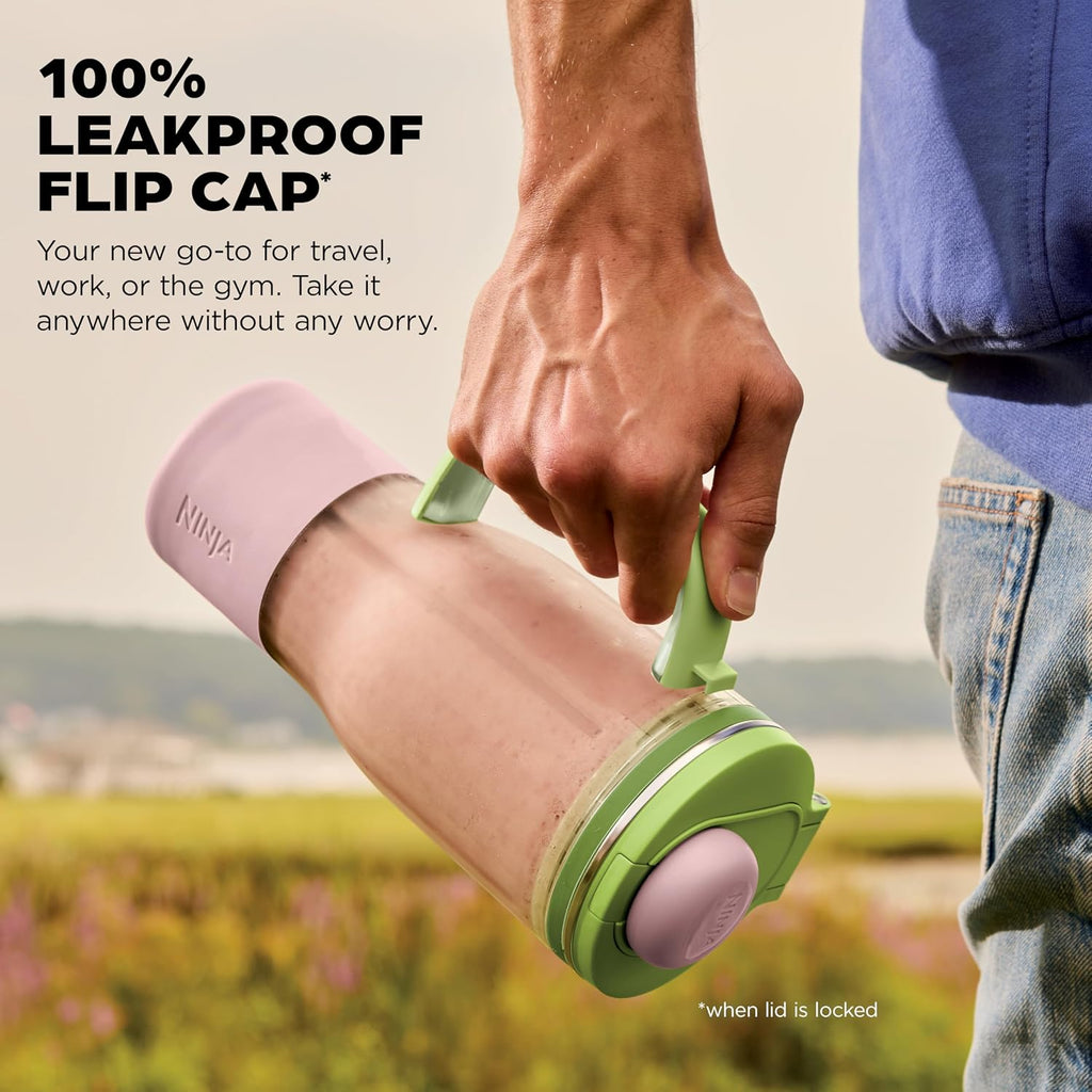 Ninja BlendBOSS Personal Blender, 26oz Tumbler, 1200PW, Watermelon, DB351GN | 1200-peak-watt BlendBOSS crushes ice to snow. 26-oz leakproof tumbler, chug spout & detachable straw. Dishwasher safe.