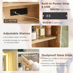 T4TREAM 48" Fluted Makeup Vanity Desk with 36" Lighted Mirror, Oak