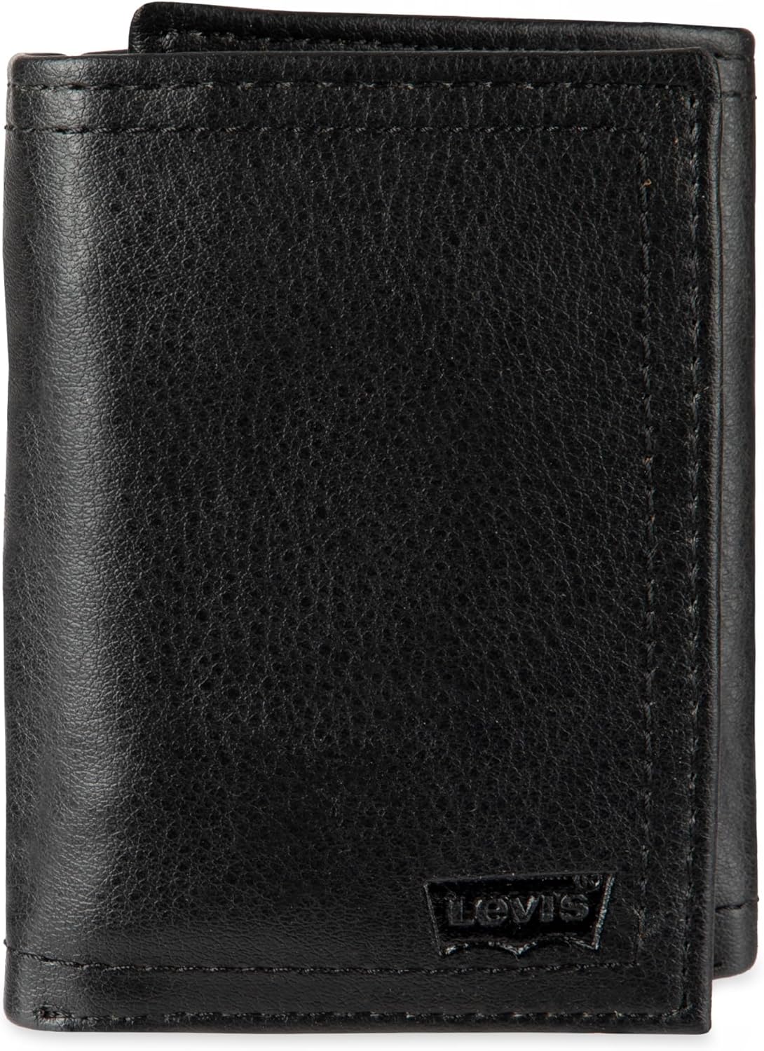 Levi's Men's Trifold Wallet - Sleek and Slim Includes ID Window and Credit Card Holder,Black Embossed Logo