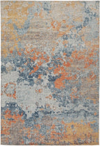 Signature Design by Ashley Wraylen 8 x 10 Low Pile Boho Abstract Rug, Orange & Blue