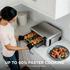 Ninja Digital Air Fry Countertop Oven, 8-in-1, XL, Silver, SP101 | Air fry, air roast, broil, bake, toast, bagel, dehydrate, keep warm, 1800W, Flip up & away