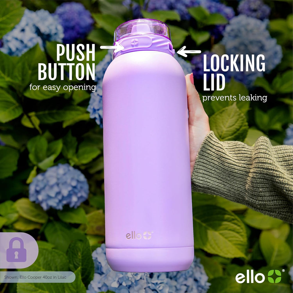 Ello Cooper 22oz Insulated Stainless Steel Water Bottle with Straw, Sage