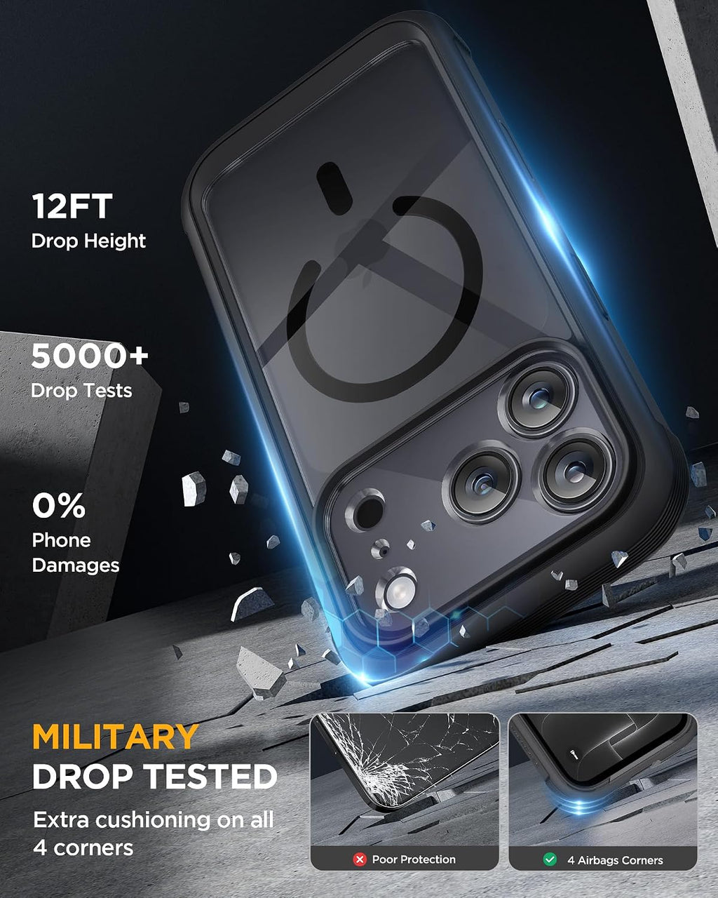 Miracase for iPhone 18 Pro Case Full-Body Cover with Glass Screen Protector