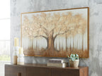 Signature Design by Ashley Dalewick Framed Canvas 60 x 36 Wall Art | Hand-painted framed canvas, Metallic gold foil, Warm autumnal tree canopy design, Living room and home office use